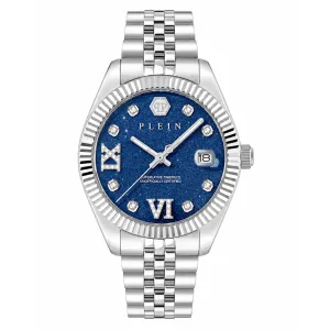 Ρολόι PHILIPP PLEIN PWYFA1426 DATE SUPERLATIVE LADY από ανοξείδωτο ατσάλι με μπλε καντράν και μπρασελέ.