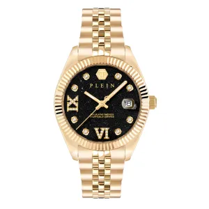 Ρολόι PHILIPP PLEIN PWYFA1726 DATE SUPERLATIVE LADY από ανοξείδωτο ατσάλι με μαύρο καντράν και μπρασελέ.