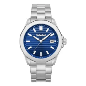 Ανδρικό ρολόι TIMBERLAND TDWGH0113001 BRETTON WOODS από ανοξείδωτο ατσάλι με μπλε καντράν και ασημί μπρασελέ.