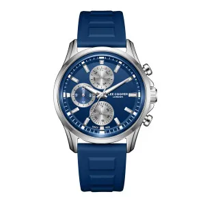 Ανδρικό ρολόι LEE COOPER LC08541.399 με μπλε καντράν και μπλε καουτσούκ λουράκι.