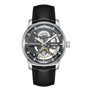 Ανδρικό ρολόι LEE COOPER LC08457.351 Automatic με μαύρο καντράν και μααύρο δερμάτινο λουράκι.