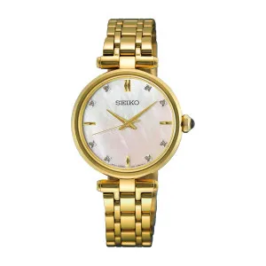 Γυναικείο Ρολόι SEIKO HGH008P1 Με Επιχρυσωμένο Μπρασελέ Και Λευκό Φίλντισι Καντράν