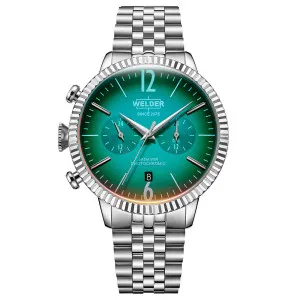 Ρολόι WELDER WWRC877 Royal από ανοξείδωτο ατσάλι με πράσινο καντράν και ασημί μπρασελέ.