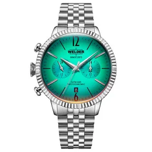 Ρολόι WELDER WWRC870 Royal από ανοξείδωτο ατσάλι με πράσινο καντράν και ασημί μπρασελέ.