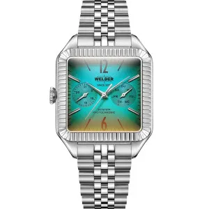 Ρολόι WELDER WWRC854 Royal από ανοξείδωτο ατσάλι με πράσινο καντράν και ασημί μπρασελέ.