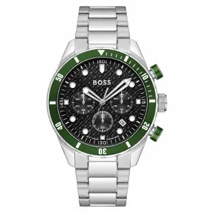 Ανδρικό ρολόι BOSS 1514341 Chromonatix από ανοξείδωτο ατσάλι με μπλε καντράν και ασημί μπρασελέ.