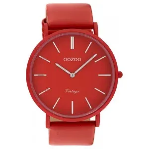 Ρολόι OOZOO C9879 Timepieces Vintage Xl Unicolor  με Κόκκινο Δερμάτινο Λουράκι