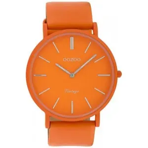 Ρολόι OOZOO C9880 Timepieces Vintage Xl Unicolor  με Πορτοκαλί Δερμάτινο Λουράκι