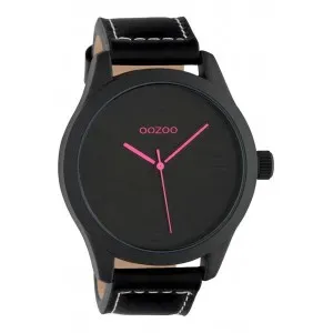 Ρολόι OOZOO C1068 Timepieces Xl με Μαύρο Δερμάτινο Λουράκι