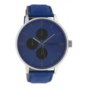 Ρολόι OOZOO C10310 Timepieces Xxl με Μπλέ Δερμάτινο Λουράκι