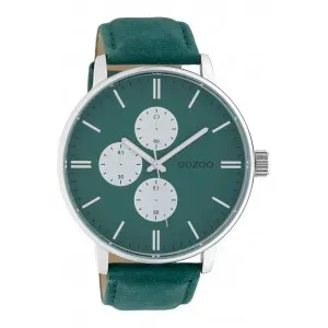 Ρολόι OOZOO C10313 Timepieces Xxl με Πράσινο Δερμάτινο Λουράκι