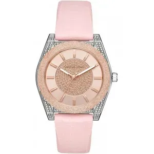 Ρολόι MICHAEL KORS MK6704 Channing με Ροζ Δερμάτινο Λουράκι και με Πέτρες