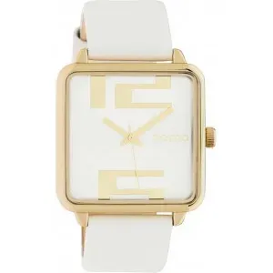Ρολόι OOZOO C10360 Timepieces Χρυσό με Λευκό Δερμάτινο Λουράκι