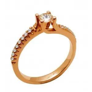 Ροζ -Χρυσό  γυναικείο  δαχτυλίδι μονόπετρο 14 καρατίων RK668