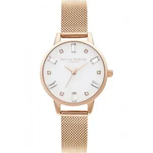 Ρολόι Olivia Burton OB16BJ02 με λευκό καντράν και ροζ χρυσό μπρασελέ