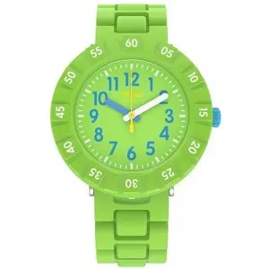 Ρολόι FLIK FLAK ZFCSP097 Solo με πράσινο καντράν και πράσινο καουτσούκ λουράκι.