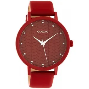 Ρολόι OOZOO C10656 Timepieces Red με κόκκινο καντράν και δερμάτινο λουράκι.