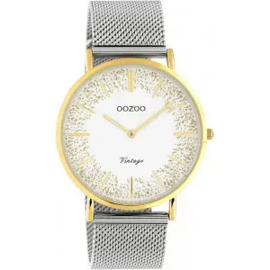 Ρολόι OOZOO C20135 Vintage με λευκό καντράν και ασημί μπρασελέ.