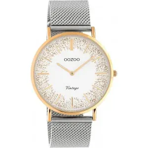 Ρολόι OOZOO C20136 Vintage με λευκό καντράν και ασημί μπρασελέ.