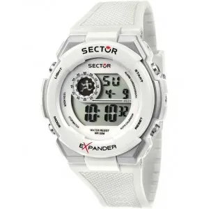 Ρολόι Sector R3251537005 EX-10  με ψηφιακό καντράν και λευκό καουτσούκ λουρί.