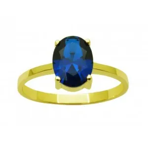 Χρυσό γυναικείο δαχτυλίδι με μπλε πέτρα R777