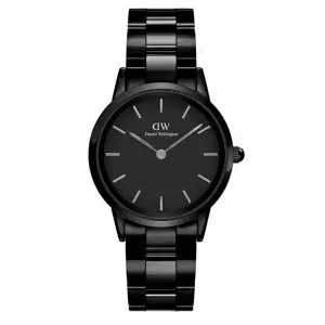 Ρολόι Daniel Wellington DW00100414 Iconic Link Ceramic από μαύρο ανοξείδωτο ατσάλι με μαύρο καντράν και κεραμικό μπρασελέ.