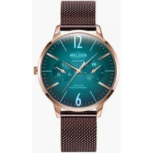 Ρολόι WELDER Slim WWRS610 με πετρόλ καντράν και μπρασελέ.