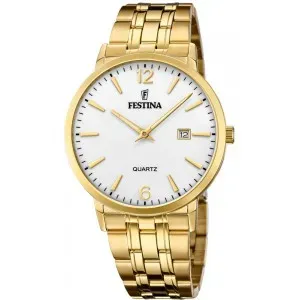 Ρολόι FESTINA F20513/2 με λευκό καντράν και χρυσό μπρασελέ.