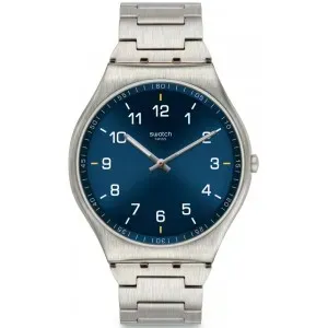 Ρολόι SWATCH SS07S106G Skin Suit από ανοξείδωτο ατσάλι με μπλε καντράν και μπρασελέ.