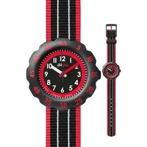 Ρολόι FLIK FLAK ZFPSP011C Black Style με μαύρο καντράν και πολύχρωμο υφασμάτινο λουράκι