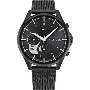 Ρολόι Tommy HILFIGER 1782485 από ανοξείδωτο ατσάλι με μαύρο καντράν και μπρασελέ.