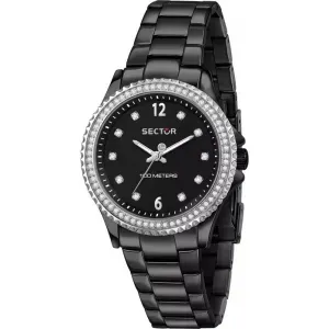 SECTOR 230 Crystals Black Stainless Steel Bracelet R3253161535