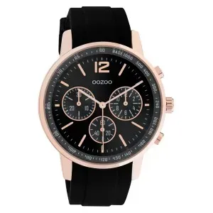 Ρολόι OOZOO C10855 Timepieces με μαύρο καντράν και μαύρο καουτσούκ λουράκι.