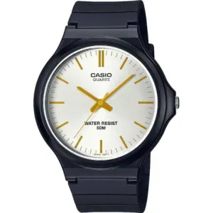 Ρολόι CASIO MW-240-7E3VEF με ασημί καντράν και μαύρο καουτσούκ λουράκι.