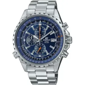 Ρολόι CASIO EF-527D-2AVUEF Edifice από ανοξείδωτο ατσάλι με μπλε καντράν και ασημί μπρασελέ.