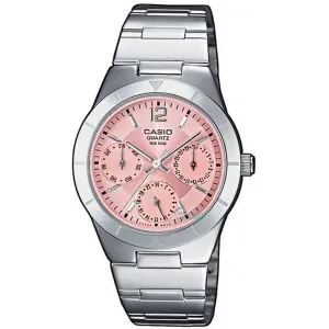 Ρολόι CASIO LTP-2069D-4AVEG Collection με ροζ καντράν και ασημί μπρασελέ.