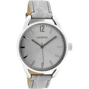 Ρολόι OOZOO Timepieces C8335 με γκρι καντράν και γκρι δερμάτινο λουράκι.