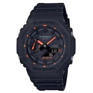 Ρολόι CASIO GA-2100-1A4ER G-Shock Octagon 2100 Utility με μαύρο καντράν και μαύρο καουτσούκ λουράκι.