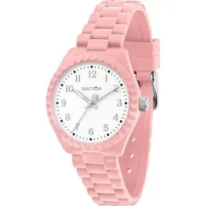 Ρολόι SECTOR R3251549502 Diver με λευκό καντράν και ροζ καουτσούκ λουράκι.