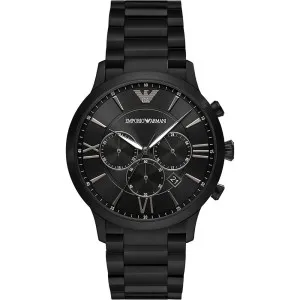 Ρολόι EMPORIO ARMANI AR11349 Giovanni από ανοξείδωτο ατσάλι με μαύρο καντράν και μαύρο μπρασελέ.