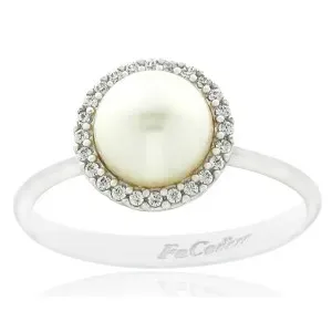 Λευκόχρυσο γυναικείο δαχτυλίδι Facadoro RI-000426 με μαργαριτάρι
