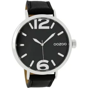 Ρολόι OOZOO Τimepieces C6559 με μαύρο καντράν και μαύρο δερμάτινο λουράκι.