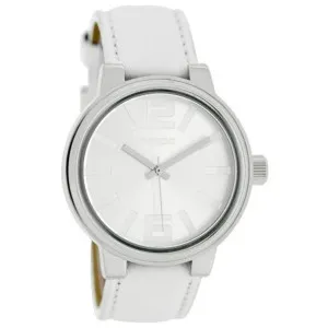 Ρολόι OOZOO Timepieces C5685 με λευκό καντράν και λευκό δερμάτινο λουράκι.