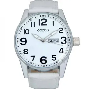 Ρολόι OOZOO Timepieces C5620 με λευκό καντράν και λευκό δερμάτινο λουράκι.