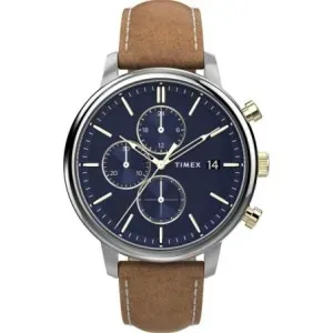 Ρολόι TIMEX Chicago Chronograph TW2U39000 Με Καφέ Δερμάτινο Λουράκι