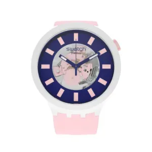 Ρολόι SWATCH SB03M105 DIVERSIPINK με μπλε-ροζ καντράν και ροζ λουράκι.