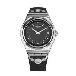 Ρολόι SWATCH YLS462 Queen'S Fashion με Μαύρο Καουτσούκ Λουράκι