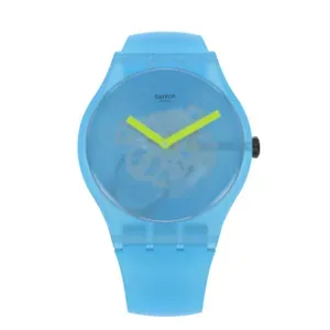 Ρολόι SWATCH SUOS112 Ocean Blur με μπλε καντράν και μπλε καουτσούκ λουράκι.