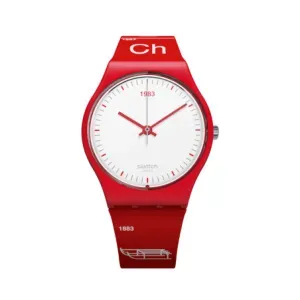 Ρολόι SWATCH GR168 Schwiizitude με Κόκκινο φτιαγμένο από Σιλικόνη Λουράκι