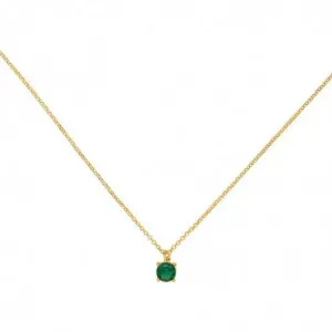 Κολιέ Excite Fashion Jewellery, μονόπετρο με πράσινο ζιργκόν από K-11-PRAS-G-79
